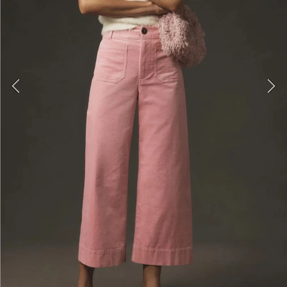 NWT Anthropologie Maeve The Colette Cropped Wide-Leg Corduroy Pants - Picture 1 of 14